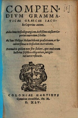 Compendivm Grammaticae Graecae