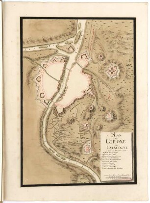 Plan de Girone en Catalogne avec les Attaques 1694