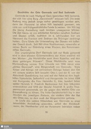 Geschichte der Orte Gernrode und Bad Suderode