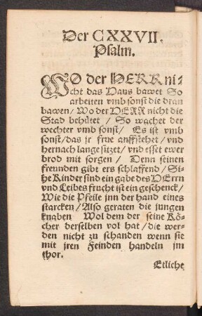 Der CXXVII. Psalm.