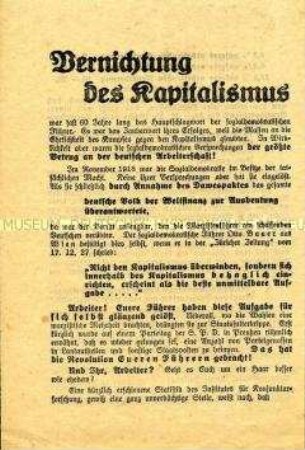 Propagandaflugblatt der NSDAP zur Reichstagswahl 1928