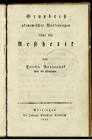 Grundriß akademischer Vorlesungen über die Aesthetik
