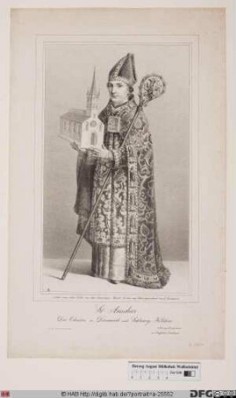 Bildnis Ansgar (Anscharius), hl., 864/65 Erzbischof von Bremen und Hamburg