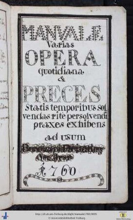 Manvale Varias Opera quotidiana & Preces Statis temporibus solvendas rite persolvendi praxes exhibens ad usum