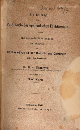 Ein Beitrag zur Pathologie der epidemischen Diphtheritis : Inaug. Diss.
