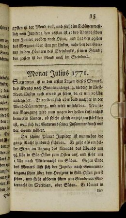 Monat Julius 1771.