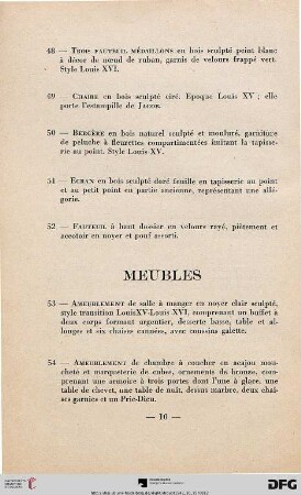 Meubles (Nr. 53-71)