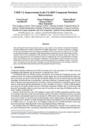 Improvements in the CLARIN Component Metadata Infrastructure