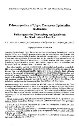 Paleomagnetism of upper cretaceous ignimbrites on Jamaica