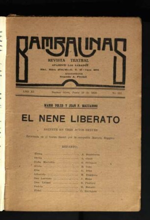 El nene Liberato : sainete en tres actos breves