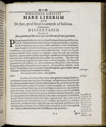 Hugonis Groti Mare Liberum Sive De Jure, quod Batavis competit ad Indicana commercia, Dissertatio.