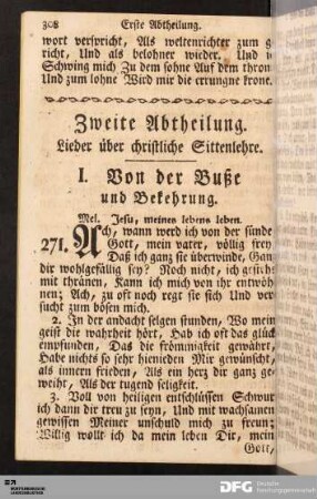 Zweite Abtheilung. Lieder über christliche Sittenlehre.