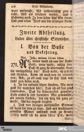 Zweite Abtheilung. Lieder über christliche Sittenlehre.