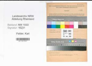 Entnazifizierung Karl Felder , geb. 06.04.1889 (Vers.Angest.)