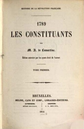 Histoire de la révolution française : 1789. Les Constituants, 1