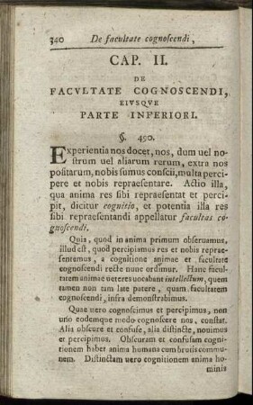 Cap. II. De Facultate Cognoscendi, Eiusque Parte Inferiori.