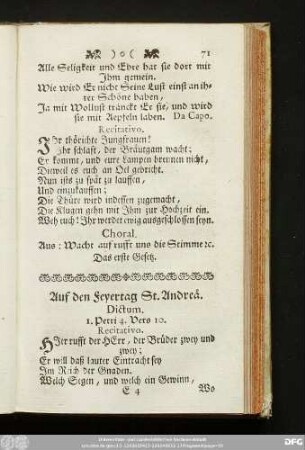 Auf den Feyertag St. Andreä. Dictum. 1. Petri 4. Vers 10.