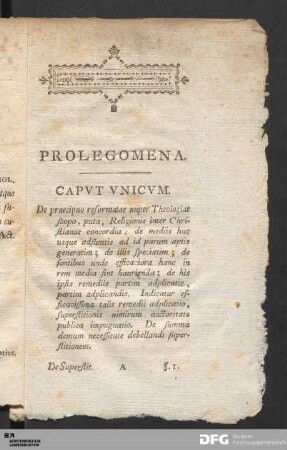 Prolegomena. Caput Unicum.