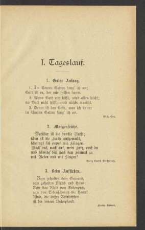 I. Tageslauf