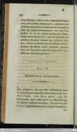Kap. VII. Animalismus insbesondre