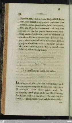 Kap. VII. Animalismus insbesondre