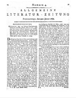 [Sammelrezension dreier Kalender für das Jahr 1786] Rezensiert werden: 1. Gothaischer Hofkalender zum Nutzen und Vergnügen. Auf das Jahr 1786. Gotha: Ettinger 1786 2. Göttinger Taschen-Calender. Vom Jahr 1786. Göttingen: Dieterich 1786 3. Frauenzimmer-Almanach zum Nutzen und Vergnügen. Leipzig: Böhme 1786 Nebent.: Leipziger Taschenbuch für Frauenzimmer zum Nutzen und Vergnügen
