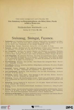 Steinzeug, Steingut, Fayence (Nr. 1-27)