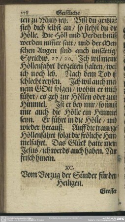 XC. Vom Vorzug der Sünder für den Heiligen
