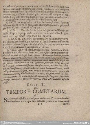 Caput III. De TEMPORE COMETARUM.