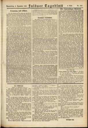 Zweite Ausgabe vom Donnerstag, den 08. Dezember 1921.