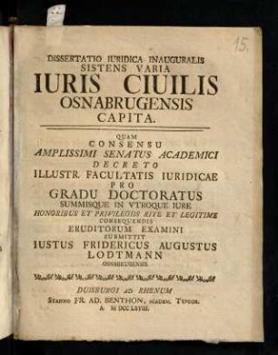 1-10, Dissertatio Iuridica Inauguralis Sistens Varia ...