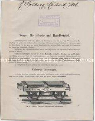 Wagen für Pferde- und Handbetrieb. Universal-Unterwagen.