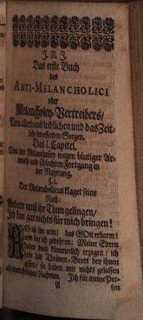 Antimelancholicus : oder Melancholey-Vertreiber