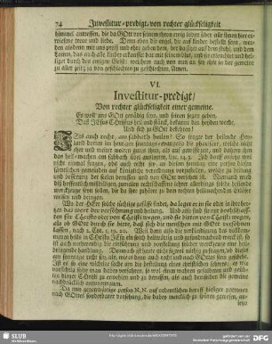 VI. Investitur-predigt, Von rechter glückseligkeit einer gemeine