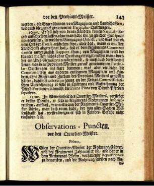 Observations-Puncten vor den Quartier-Meister.