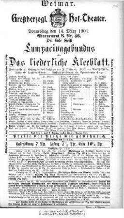 Der böse Geist Lumpacivagabundus oder Das liederliche Kleeblatt
