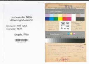 Entnazifizierung Willy Engels , geb. 26.07.1913 (Zugfuehrer)