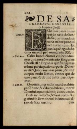 De Sacramento. Corporis et Sanguinis Christi.