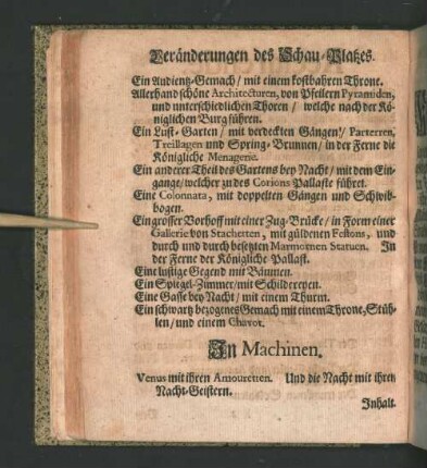 Veränderungen des Schau-Platzes.
