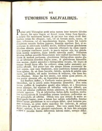 De Tumoribus Salivalibus.