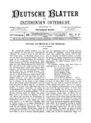 Divinität und Moralität in der Erziehung : (Schluss)