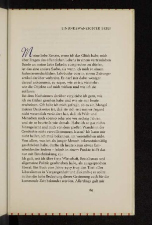 Einundzwanzigster Brief