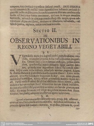 SECTIO II. DE OBSERVATIONIBUS in REGNO VEGETABILI. §. I. - §. VII.