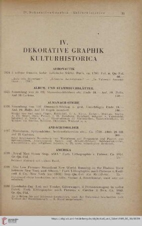 IV. Dekorative Graphik, Kulturhistorica (Nr. 1924 - 1990)