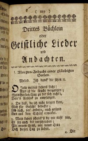Drittes Büchlein oder Geistliche Lieder und Andachten.