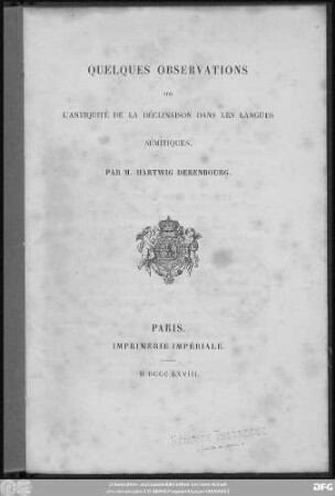 Quelques observations sur l'antiquité de la déclinaison dans les langues sémitiques