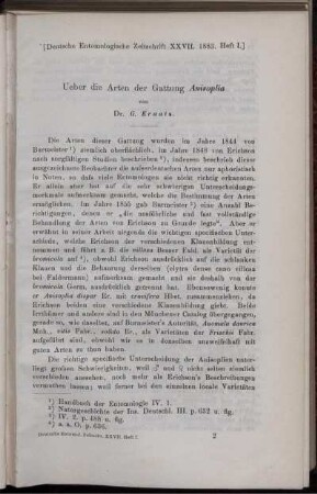 Ueber die Arten der Gattung Anisoplia