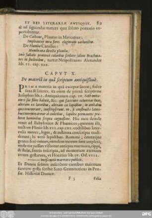 Caput X. De materiâ in quâ scriptum antiquißimè.