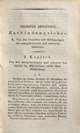Friedrich Benjamin Osiander's Handbuch der Entbindungskunst, 3. Die Ursachen und Hülfsanzeigen der unregelmässigen und schweren Geburten