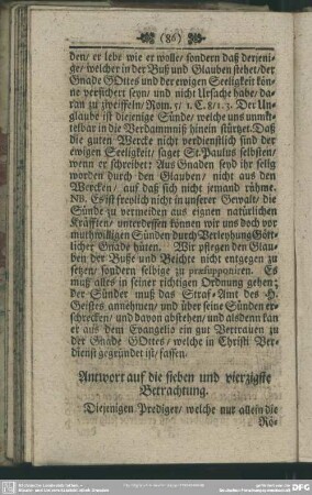 Antwort auf die sieben und vierzigste Betrachtung